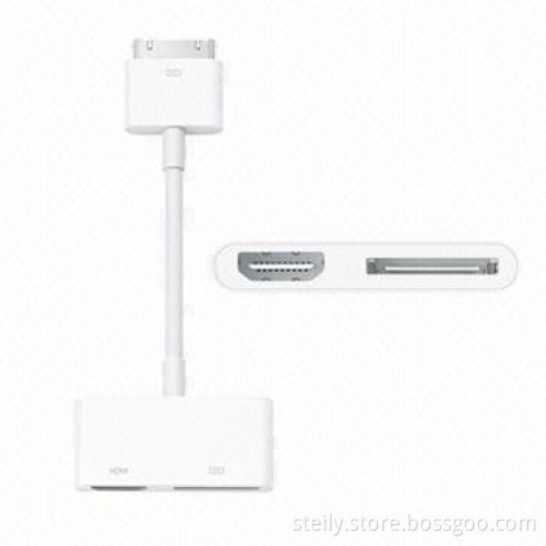 AV/HDMI Adapters for iPhone, iPad, 30-pin to HDMI + Mini 30-pin Interface